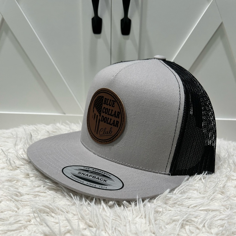 Flat bill SnapBack hat Blue Collar Dollar